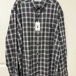 Roundtree & Yorke Men's Brown and Blue Plaid Shirt